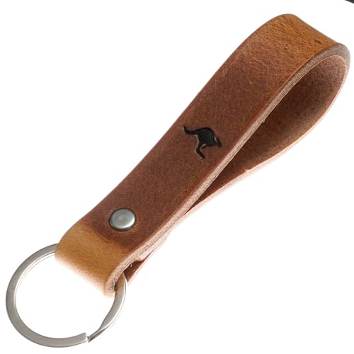 ELBERCRAFT® Schlüsselanhänger Leder Känguru der Schlüssel Organizer für deine Schlüsseltasche keychain made in Germany braun Gravur schwarz von ELBERCRAFT