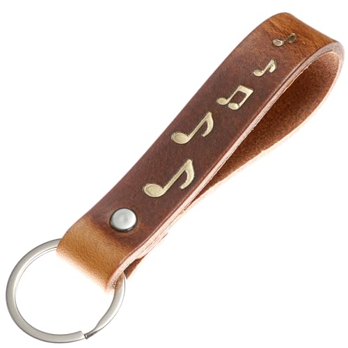 ELBERCRAFT® Schlüsselanhänger Leder Noten der Schlüssel Organizer für deine Schlüsseltasche keychain made in Germany braun Gravur gold von ELBERCRAFT