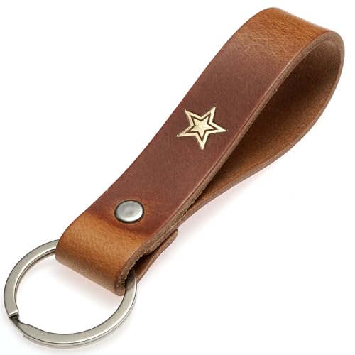 ELBERCRAFT® Schlüsselanhänger Leder STERN der Schlüssel Organizer für deine Schlüsseltasche keychain made in Germany braun Gravur gold von ELBERCRAFT