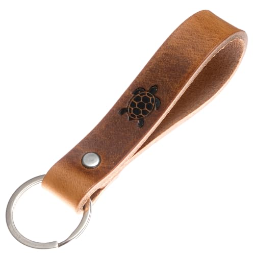 ELBERCRAFT® Schlüsselanhänger Leder Schildkröte der Schlüssel Organizer für deine Schlüsseltasche keychain made in Germany braun Gravur schwarz von ELBERCRAFT