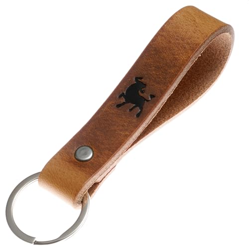 ELBERCRAFT® Schlüsselanhänger Leder Stier der Schlüssel Organizer für deine Schlüsseltasche keychain made in Germany braun Gravur schwarz von ELBERCRAFT