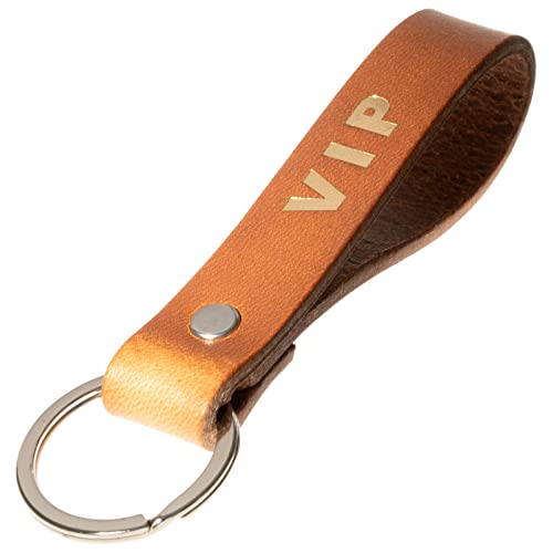 ELBERCRAFT® Schlüsselanhänger Leder VIP der Schlüssel Organizer für deine Schlüsseltasche keychain made in Germany braun Gravur gold von ELBERCRAFT