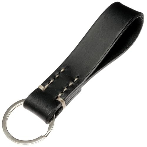 ELBERCRAFT® Schlüsselanhänger Leder handgenäht das kleine Geschenk zum Geburtstag für deinen Lieblingsmenschen Frau oder Mann Handmade in Germany Schwarz Beige Naht von ELBERCRAFT