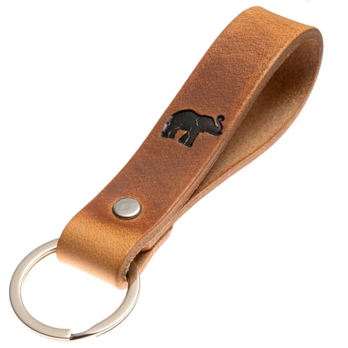 ELBERCRAFT® Schlüsselanhänger Leder ELEFANT der Schlüssel Organizer für deine Schlüsseltasche keychain made in Germany braun Gravur schwarz von ELBERCRAFT