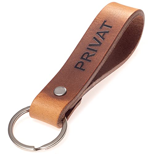 ELBERCRAFT® Schlüsselanhänger Leder PRIVAT der Schlüssel Organizer für deine Schlüsseltasche keychain made in Germany braun Gravur schwarz von ELBERCRAFT