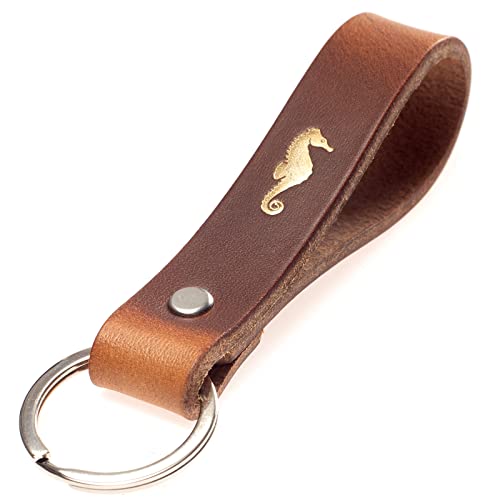 ELBERCRAFT® Schlüsselanhänger Leder SEEPFERDCHEN der Schlüssel Organizer für deine Schlüsseltasche keychain made in Germany braun Gravur gold von ELBERCRAFT
