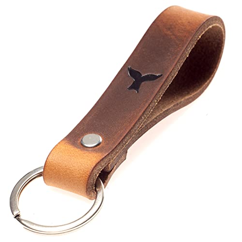ELBERCRAFT® Schlüsselanhänger Leder WALFLOSSE der Schlüssel Organizer für deine Schlüsseltasche keychain made in Germany braun Gravur schwarz von ELBERCRAFT