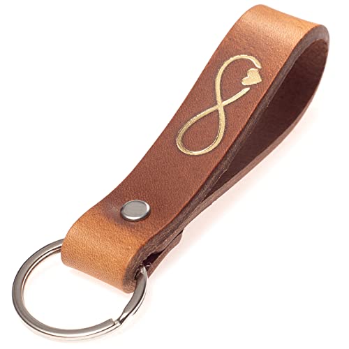 ELBERCRAFT® Schlüsselanhänger Leder UNENDLICHE LIEBE der Schlüssel Organizer für deine Schlüsseltasche keychain made in Germany braun Gravur gold von ELBERCRAFT