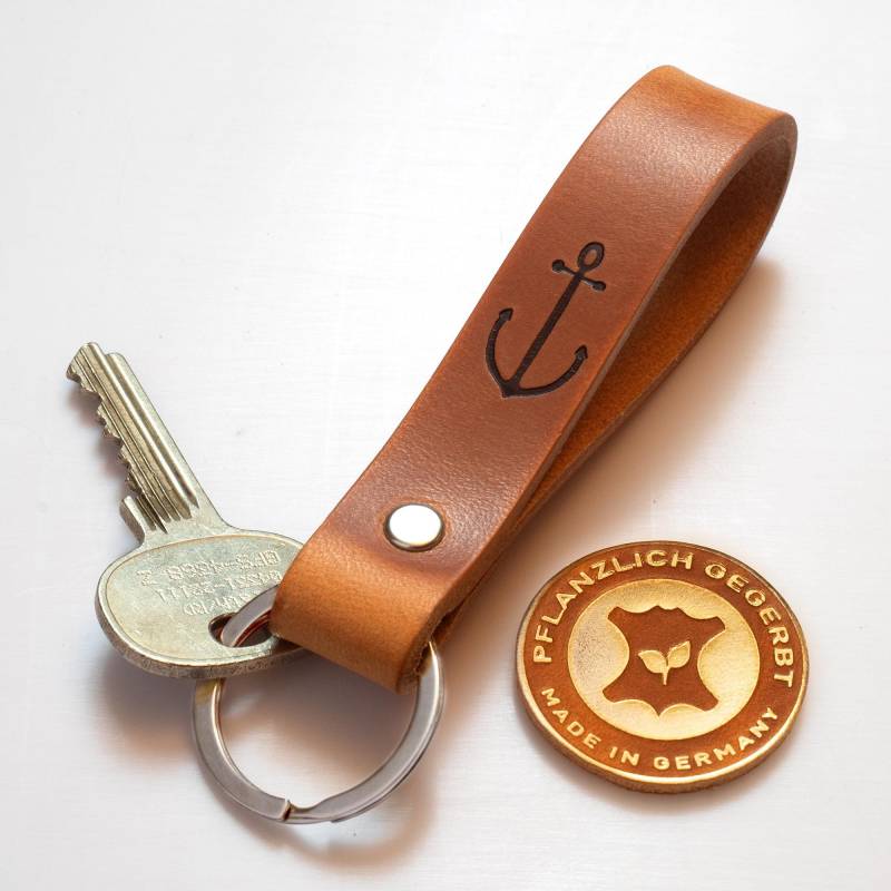 Schlüsselanhänger Leder Anker | Handgemacht in Deutschland Geschenk Für Männer & Frauen - Maritim, Norddeutschland, Segler Elbercraft® von ELBERCRAFT