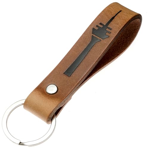 Schlüsselanhänger Leder Fernsehturm Düsseldorf in schwarz geprägt das kleine Geschenk zum Geburtstag für deinen Lieblingsmenschen Frauen oder Männer Souvenir von ELBERCRAFT