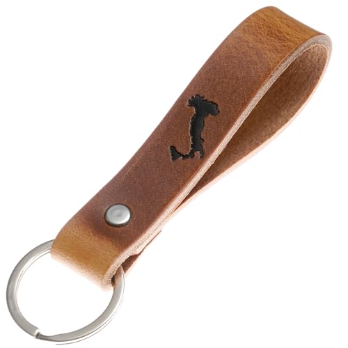 Schlüsselanhänger Leder Italien in schwarz geprägt das kleine Geschenk zum Geburtstag für deinen Lieblingsmenschen Frauen oder Männer Souvenir von ELBERCRAFT