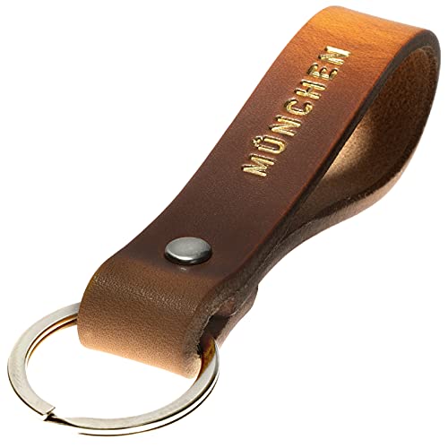 Schlüsselanhänger Leder München in gold geprägt das kleine Geschenk zum Geburtstag für deinen Lieblingsmenschen Frauen oder Männer Souvenir von ELBERCRAFT