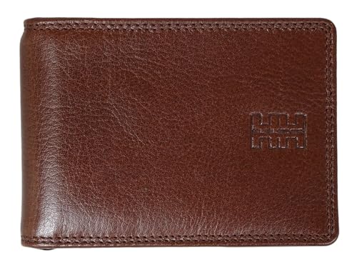 ELBLEDER Dollarclip Geldbörse Herren Leder Braun RFID-Schutz mit Münzfach, Echtleder Slim Wallet Portemonnaie mit Geldklammer, Hochwertiger Geldbeutel für 10 Karten von ELBLEDER