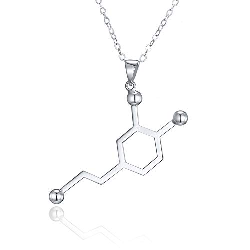 ELBLUVF 925 Sterling Silber handgefertigt Dopamin Molekül Chemie Chemiker Glück Halskette von ELBLUVF