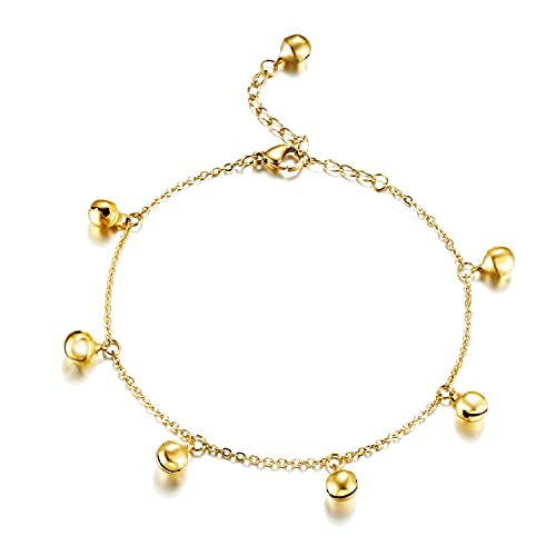 ELBLUVF Edelstahl Gold Rose Gold überzogene Glocken Kette Strand Fußschmuck Einstellbar Für Frauen (Gold) von ELBLUVF
