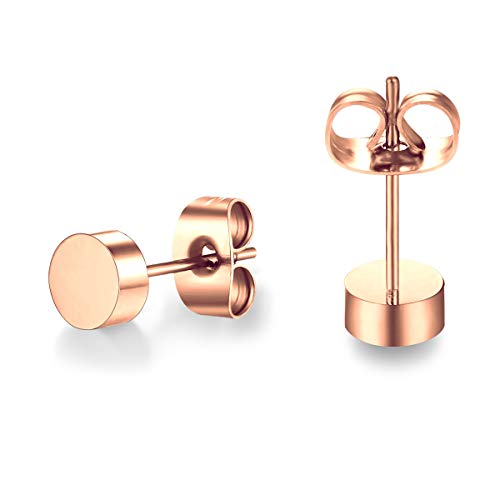 ELBLUVF Edelstahl Rose Vergoldet Dot Runde Ball Hengst Ohrringe von ELBLUVF