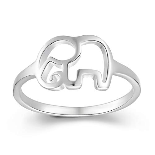 ELBLUVF Elefant 925 Sterling Silber Tier Glück Elefant Ring Schmuck Brautjungfer Geschenk Favor 49 (15.6) von ELBLUVF