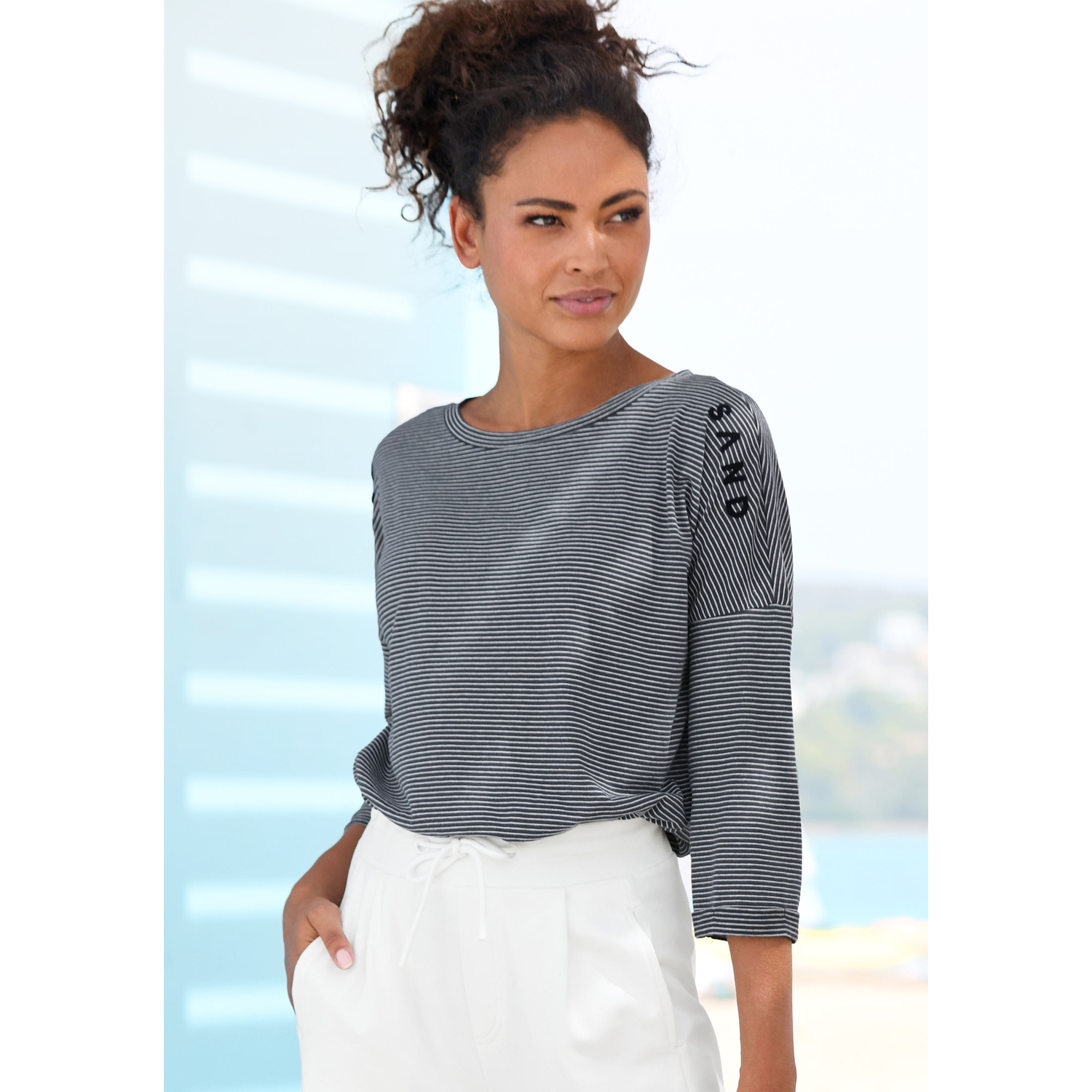 ELBSAND 3/4-Arm-Shirt Damen marine-weiß Gr.XXL (44) von ELBSAND