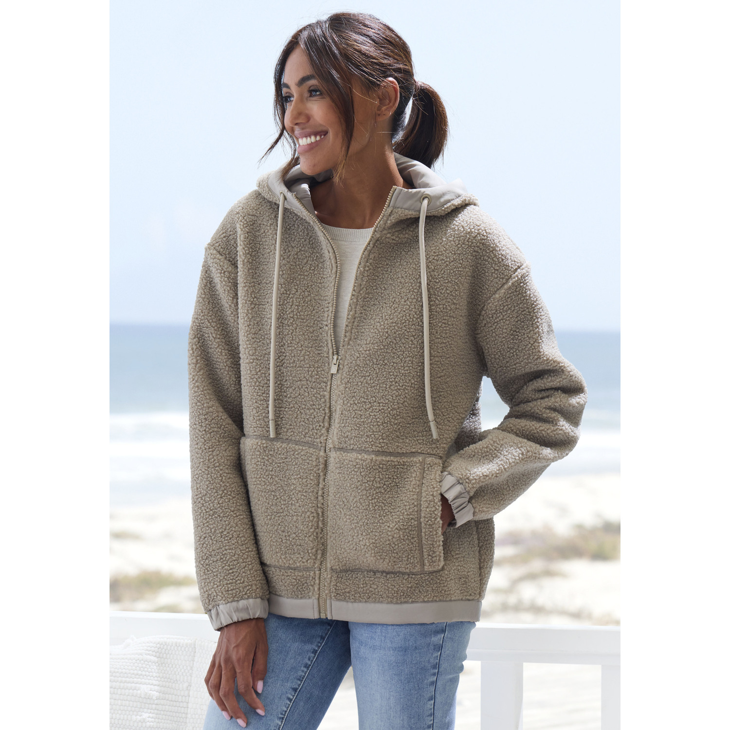 ELBSAND Fleecejacke Damen taupe Gr.42 von ELBSAND