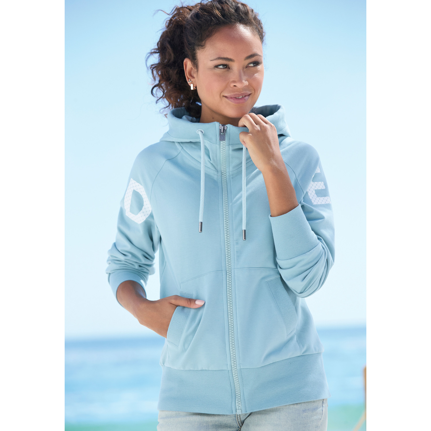 ELBSAND Kapuzensweatjacke Damen aquamarine Gr.XXL (44) von ELBSAND