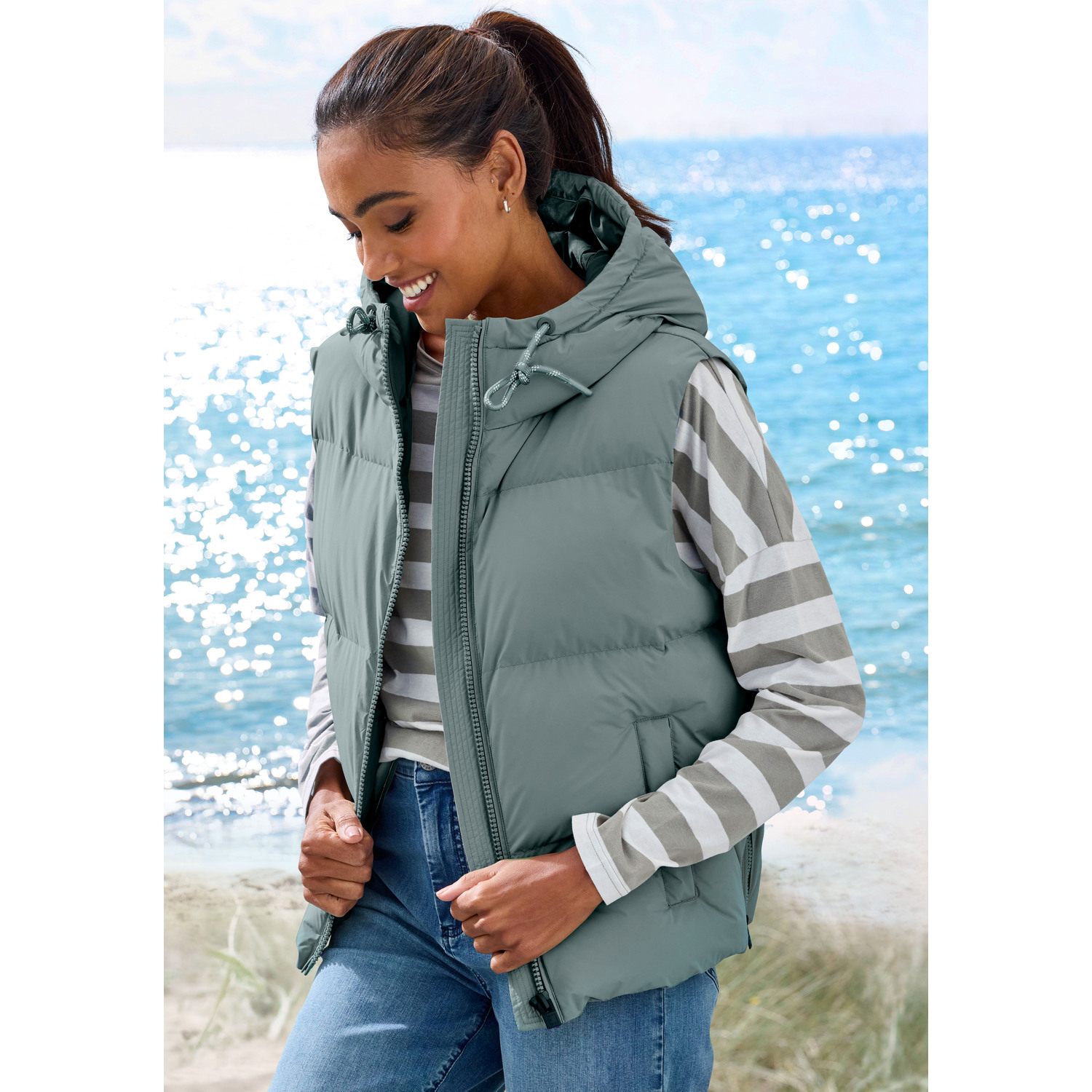 ELBSAND Steppweste Damen graugrün Gr.XL/42 von ELBSAND