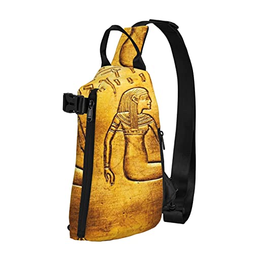 ELBULL Ägypten Hieroglyphics Print Sling Bag Crossbody Sling Rucksack Schultertasche Brusttasche Reise Wandern Outdoor Daypack Schwarz Einheitsgröße Schwarz Einheitsgröße, Schwarz , Einheitsgröße, Europäischer und amerikanischer Stil von ELBULL