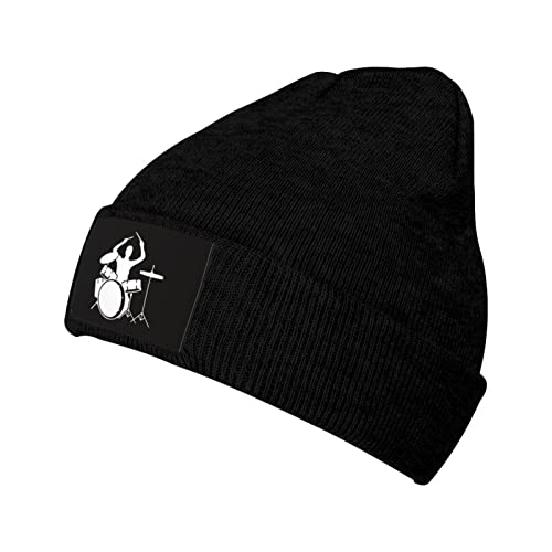 ELBULL Herren Beanie Slouchy Knit Cap Warm Strumpfmützen Jungs Frauen Gestreifte Schlagzeuger Winter Beanie Mütze, Schwarz, Einheitsgr��e von ELBULL