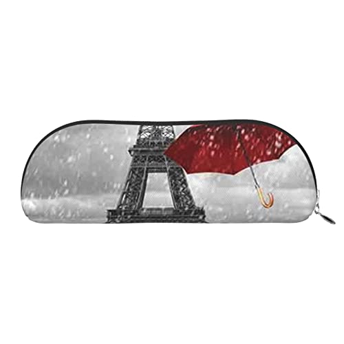 ELBULL Paris Tower Federmäppchen, roter Regenschirm, Ledertasche, Stiftehalter, Schreibwaren-Box mit Reißverschluss, Aufbewahrungstasche für Studenten und Büro, silber, Einheitsgröße, Kinderrucksack von ELBULL