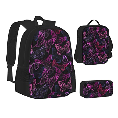 ELBULL Schulrucksack mit Schmetterlings- und Cello-Motiv, für Jungen und Mädchen, rosa Schmetterling (Pink Butterfly), Einheitsgröße, Reiserucksäcke von ELBULL