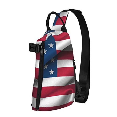 ELBULL Sling Bag mit amerikanischer Flagge, Crossbody Sling Rucksack Schultertasche Reise Wandern Outdoor Daypack, Schwarz, Einheitsgröße, Schwarz, Einheitsgröße, Schwarz , Einheitsgröße, Europäischer und amerikanischer Stil von ELBULL