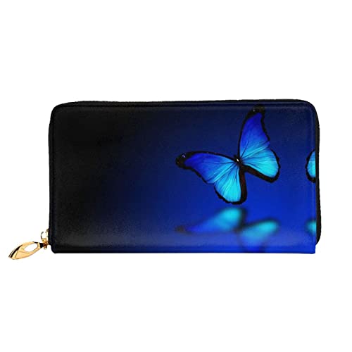 ELBULL Texas Bluebonnets Landschaft bedruckte Brieftasche Frauen Reißverschluss um Organizer Brieftasche Lange Leder Geldbörse Clutch Geldbörse, schmetterling, Einheitsgröße von ELBULL