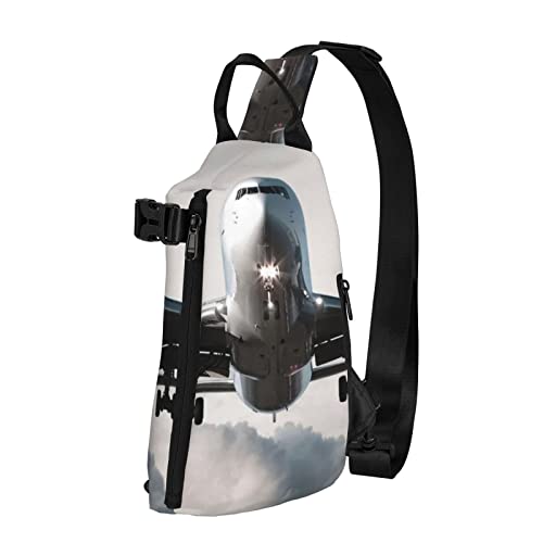 Flugzeug Kunstdruck Sling Bag, Crossbody Sling Rucksack Schultertasche Brusttasche Reise Wandern Outdoor Daypack, Schwarz, Einheitsgröße, Schwarz, Einheitsgröße, Schwarz , Einheitsgröße, Europäischer und amerikanischer Stil von ELBULL