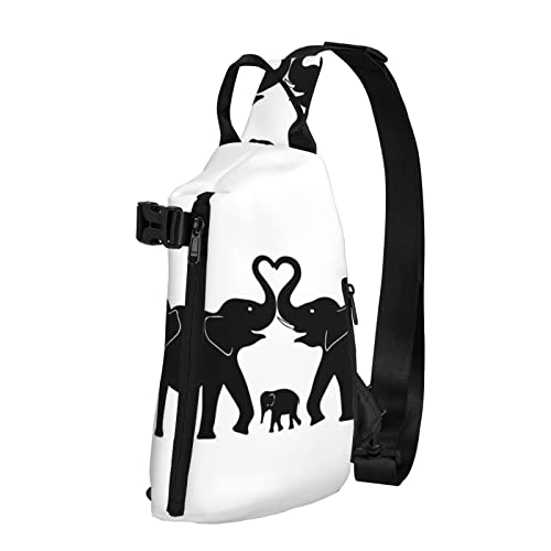 Old Elephant And Young Elephant Print Sling Bag Crossbody Sling Rucksack Schultertasche Brusttasche Reise Wandern Outdoor Daypack Schwarz Einheitsgröße Schwarz Einheitsgröße, Schwarz , Einheitsgröße, Europäischer und amerikanischer Stil von ELBULL