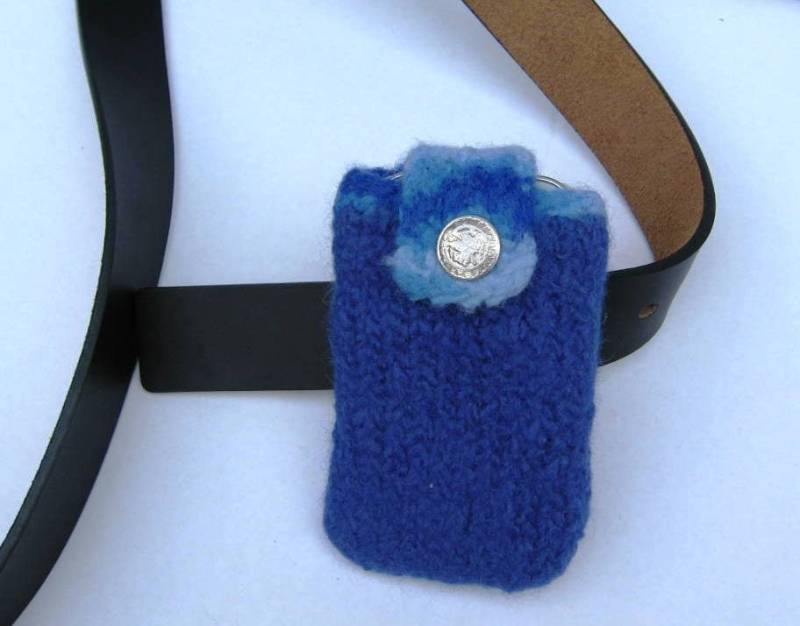 El Burro Filztasche Handytasche Gürteltasche Damentasche 100% Wolle 8 X 13 cm Blau Hellblau Tasche von ELBURROkreativ
