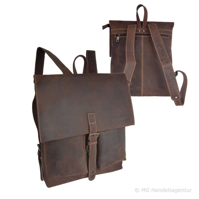 El Burro Marron Leder Leather Daypack Rucksack A4 Cityrucksack Braun Western Country 30 X 34 8, 5 cm von ELBURROkreativ