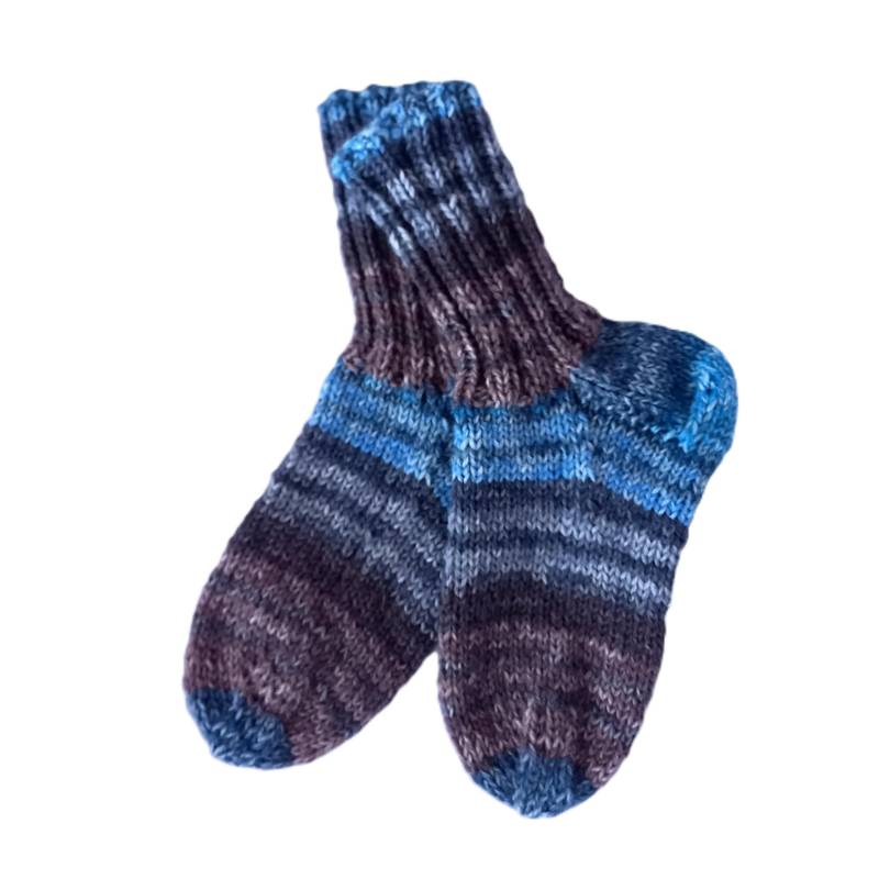 Socks4Kids Größe 28/29 Handgefertigte Socken Stricksocken 75% Schurwolle/ 25 Polyamid Superwash Warme Grau Braun Blau Kindersocken von ELBURROkreativ