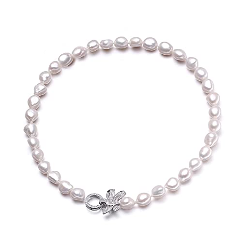 ELCCHRLD Echte Süßwasserperlenkette for Frauen, 9–10 mm, barocker Hochzeitsschmuck, Mädchengeburtstag, bestes Geschenk, weiße natürliche Perlenketten erfüllen(Color:6 1/8,Size:Grey pearl) von ELCCHRLD