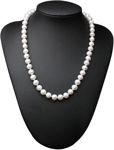 ELCCHRLD Echte natürliche Süßwasser-Perlenkette in der Nähe von runden Frauen, klassische weiße 925-Silber-Perlenkette(Color:10-11mm,Size:6 3/4) von ELCCHRLD