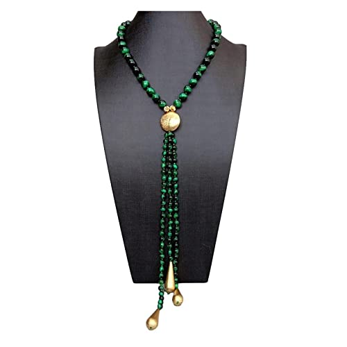 ELCCHRLD Grüne Tiger lange Halskette Teardrop Quasten Halskette 18 Zoll Damen Schmuck Geschenk von ELCCHRLD