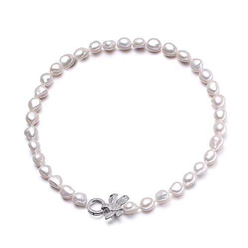 ELCCHRLD 10-11 mm echte natürliche Süßwasserperlenkette for Frauen, schöne barocke große Perlenkette erfüllen(Color:6 3/4,Size:Grey pearl) von ELCCHRLD