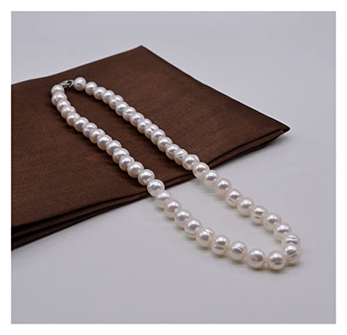 ELCCHRLD Ketten für Damen Modeperlenkette, natürliche weiße lila runde Süßwasserperlen, einfache Perlenkette, Damenarbeitsschmuck erfüllen Mode-Accessoires (Color : White, Size : 6 1/8) von ELCCHRLD