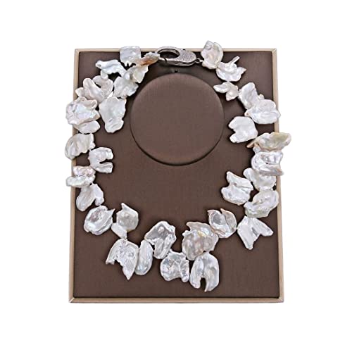 ELCCHRLD Ketten für Damen Schmuck 15x22MM 18inch weiße Keshi-Perlenkette erfüllen Mode-Accessoires von ELCCHRLD
