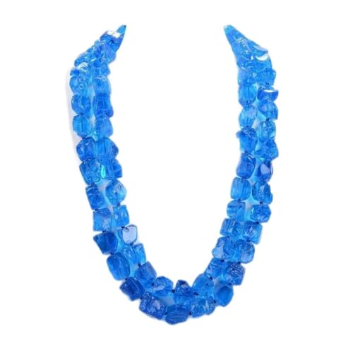 ELCCHRLD Ketten für Damen Schmuck 17 x 19 mm natürliche blaue Nugget raue Glasquarz-Halskette for Frauen erfüllen Mode-Accessoires von ELCCHRLD
