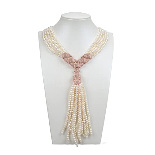 ELCCHRLD Ketten für Damen Schmuck 18 Zoll 5 Stränge natürliche weiße Perlenkette Anhänger for Frauen erfüllen Mode-Accessoires von ELCCHRLD