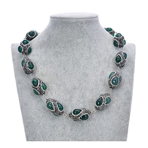 ELCCHRLD Ketten für Damen Schmuck Natürliche grüne Achate, schwarze Strasssteine, Wickel-Chorker-Halskette for Frauen erfüllen Mode-Accessoires von ELCCHRLD