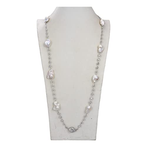 ELCCHRLD Ketten für Damen Schmucksachen 39inch 16x21MM weiße Keshi-Perlen-Ketten-Halskette erfüllen Mode-Accessoires von ELCCHRLD