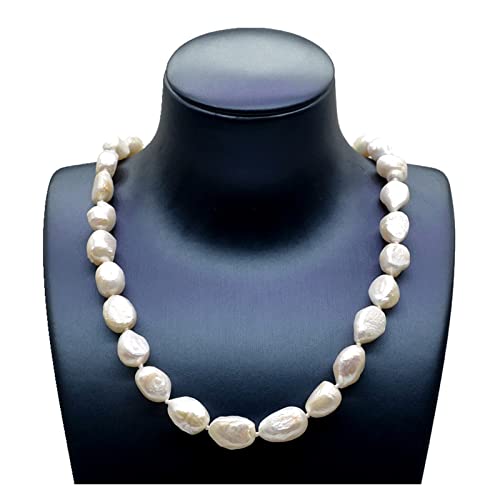 ELCCHRLD Echte Barock-Halskette, unregelmäßige Form, natürliche weiße Perle, Durchmesser 10–11 mm, klassischer schlichter Stil, Damen-Perlenkette(Size:43cm) von ELCCHRLD