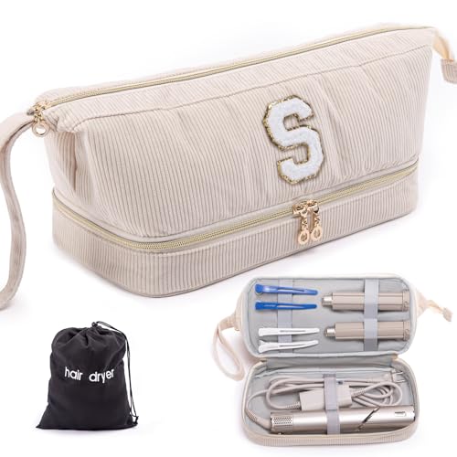 ELCUPA Hair Tools Reisetasche, kompatibel mit Shark Flexstyle-Tragetasche, tragbar, für Haarlufttrockner, wasserdicht, staubdicht, flacher Lockenstab, Reise-Organizer (Elfenbein, S) von ELCUPA