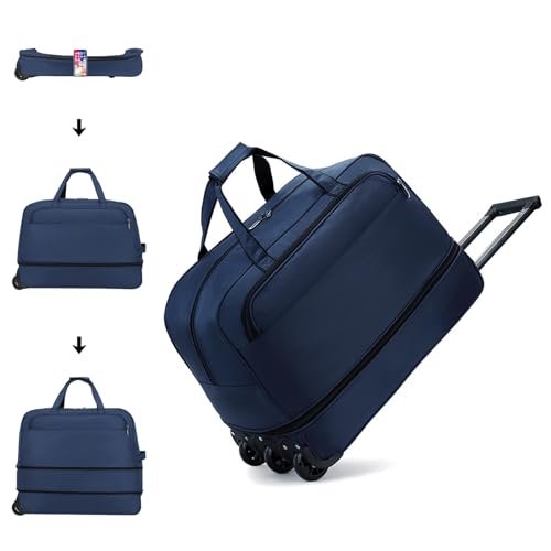 ELDA Reisetasche mit Rollen, erweiterbares Handgepäck für Reisen, weich, leicht, für Männer und Frauen, Wochenendtasche, Blau, Large von ELDA