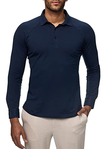 ELDO COLLECTION® Herren Slim Fit Poloshirt Jersey figurbetont (as3, Alpha, m, Regular, Regular, Navy Blue) von ELDO COLLECTION